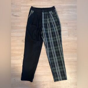 Disturbia Green Plaid and Black Dress Pants